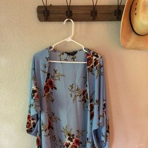 blue floral kimono